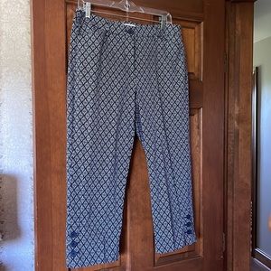 Talbots Navy Floral Summer Capri Pants Size 8